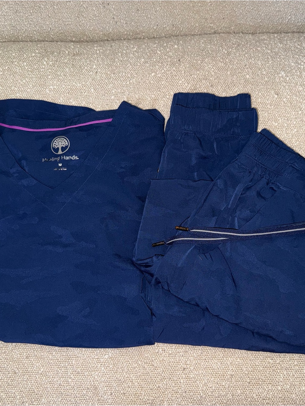 Healing Hands Camo Navy Blue Women's Jogger Scrub Set